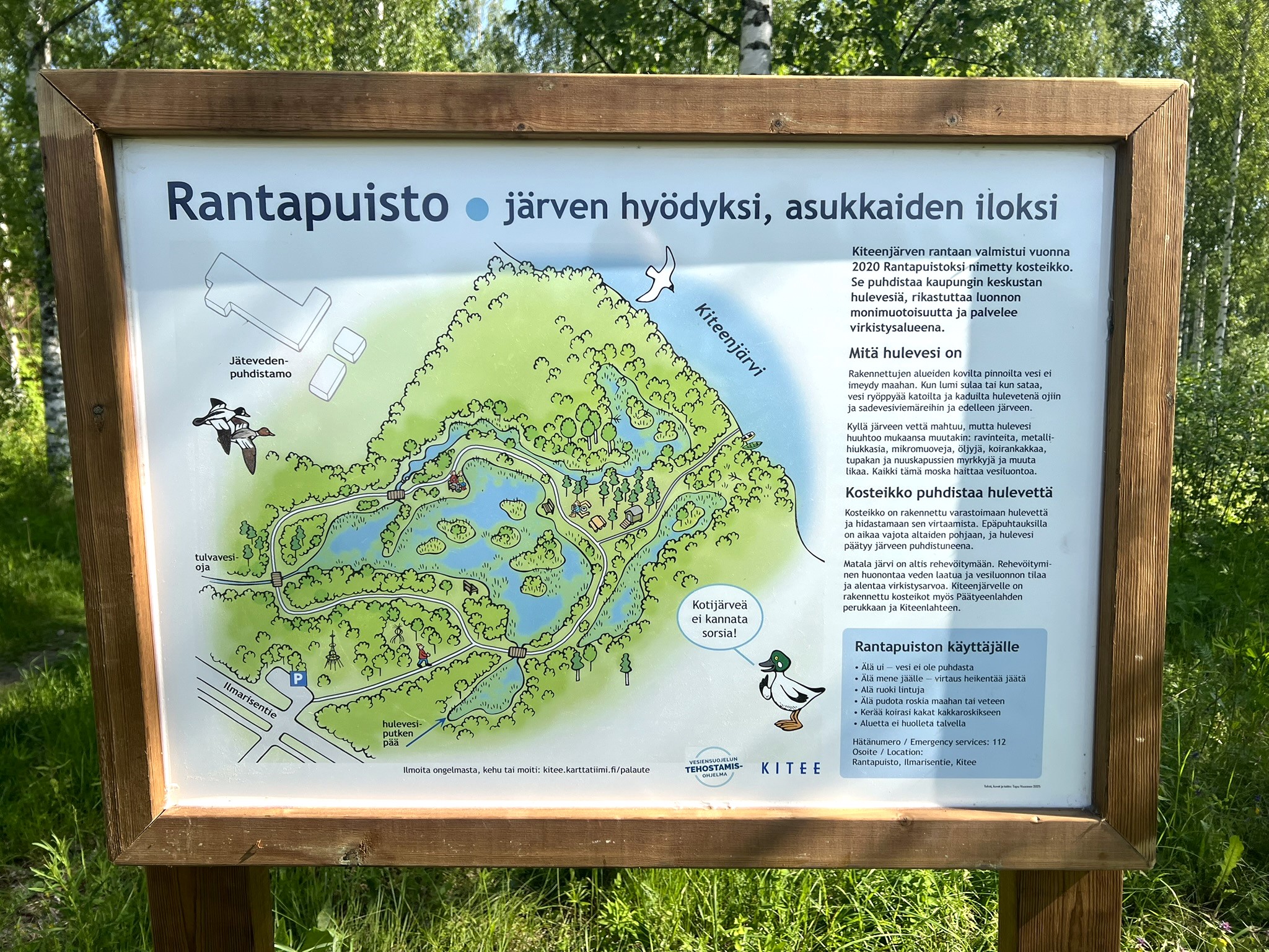 Kyltti hulevesipuistosta